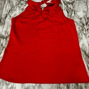 Outback Red Scarlet Silky Y2K Halter Top Sexy Keyhole Holiday Party Office Siren